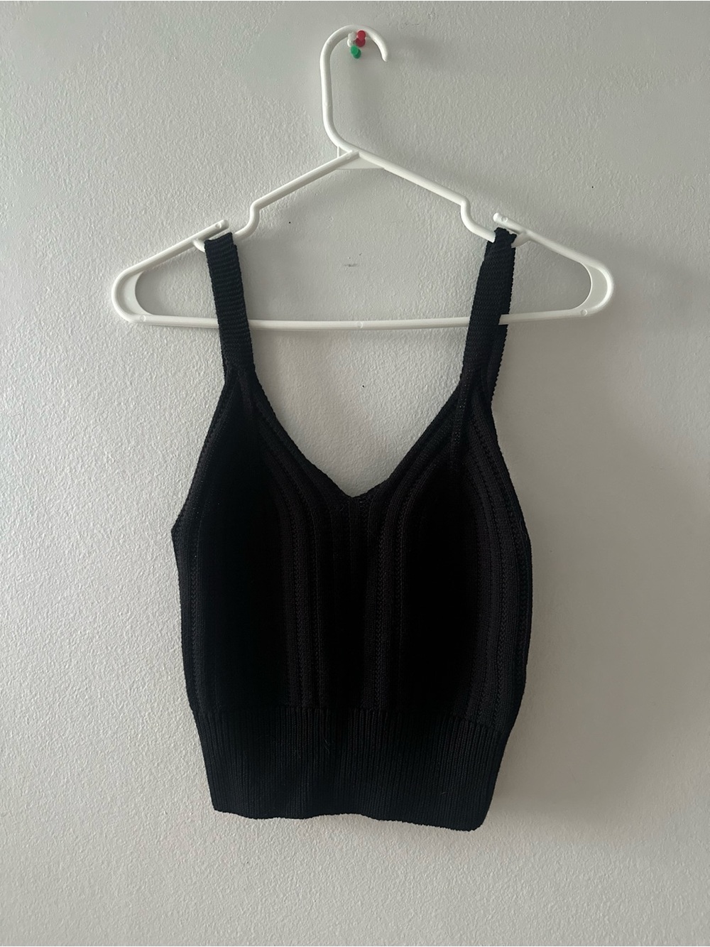 Black Ribbed Crop Tank Top Y2K Size S